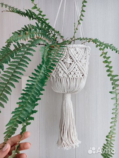 Кашпо подвесное, подвес для кашпо, макраме