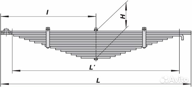 Рессора маз-64221,5551,5434,5337 передняя (16 лист