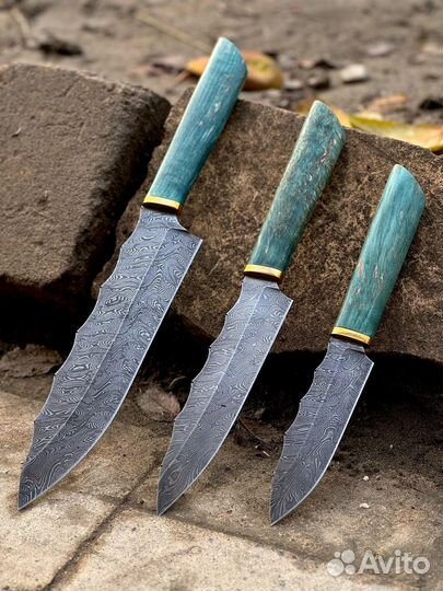 Набор кухонных ножей из дамасской стали