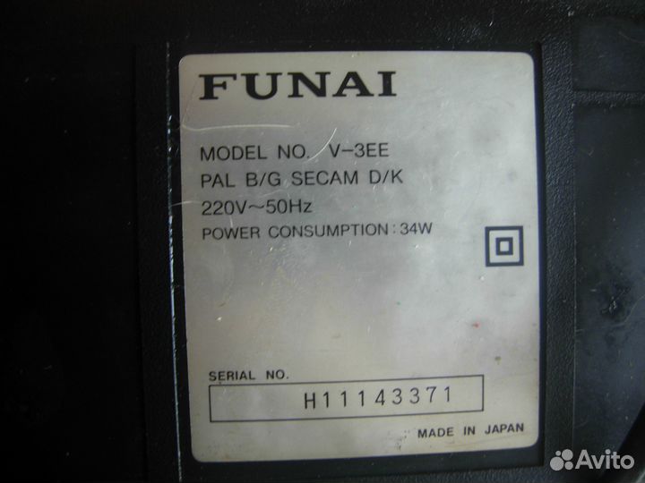 Видеомагнитофон Funai V-3EE (Япония)