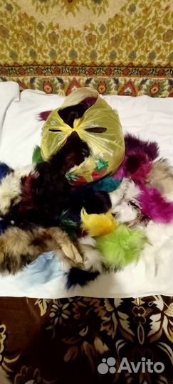 Кусочки меха енота разноцветные мех натуральный