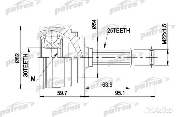 ШРУС наружн к-кт 25x54x30 mitsubishi colt 1.61.8 94- galant 1.8 92-96