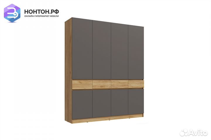 Шкаф 4-х створчатый Роджина дуб крафт / графит