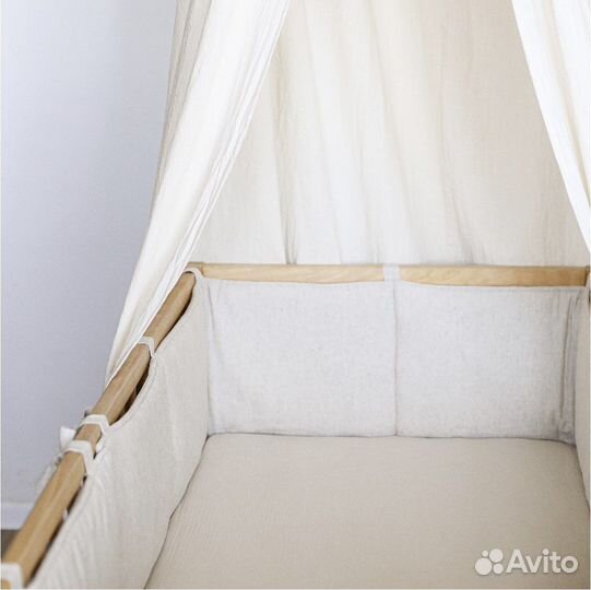 Бортики в детскую кроватку эко хлопок лен