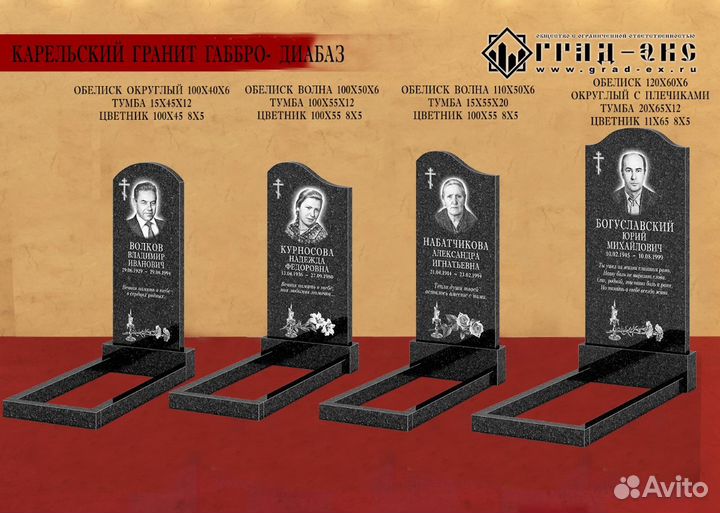 Памятники из Карельского гранита