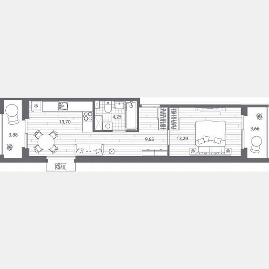 1-к. квартира, 43,2 м², 8/13 эт.