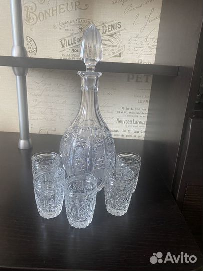 Чешский хрусталь графин и 5 рюмок