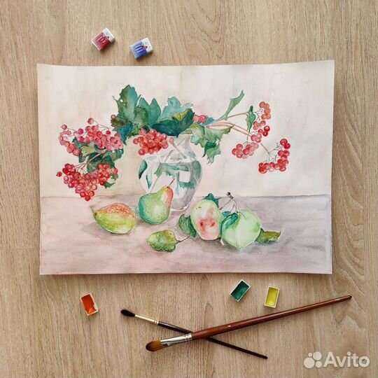 Акварель Букет калины