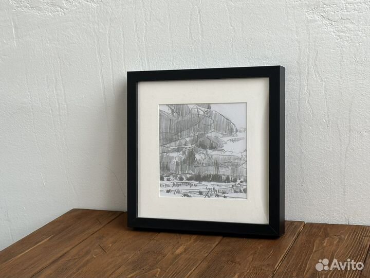 Картина рисунок карандашом. Пейзаж. Графика