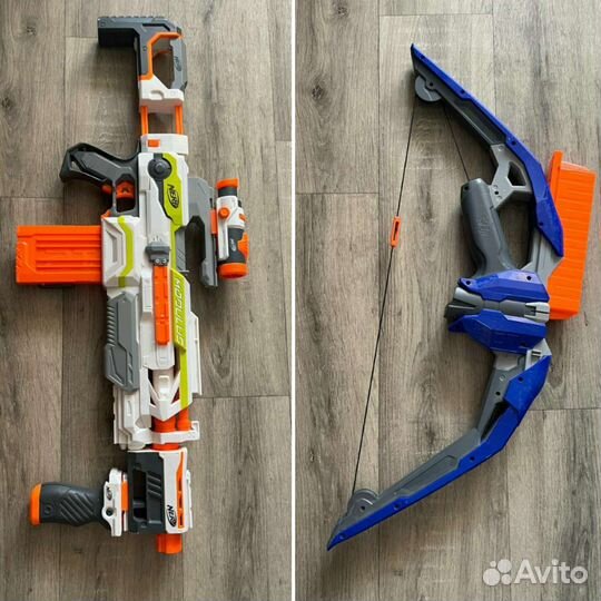 Nerf бластер и лук
