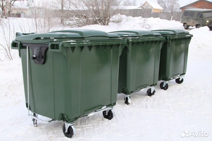 Контейнер для мусора пластиковый на колесах 1,1м3