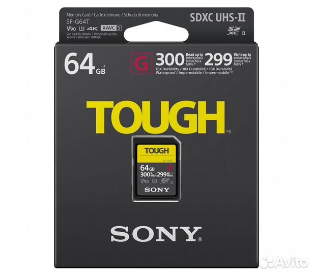 Карта памяти Sony sdxc 64GB Tough UHS-II (SF-G64T)