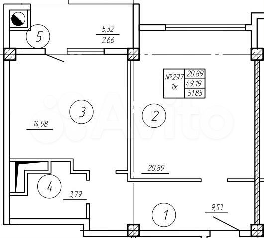1-к. квартира, 52,1 м², 4/11 эт.