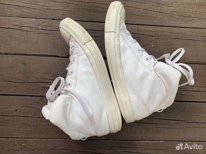 Кеды converse белые кожаные