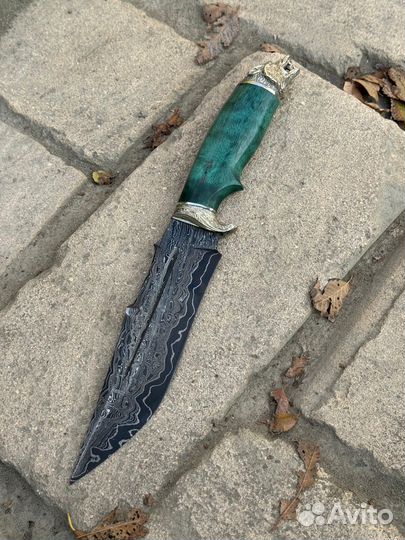 Нож волк из дамасской стали