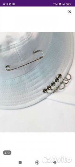 Панама унисекс белая с кольцами и булавкой новая