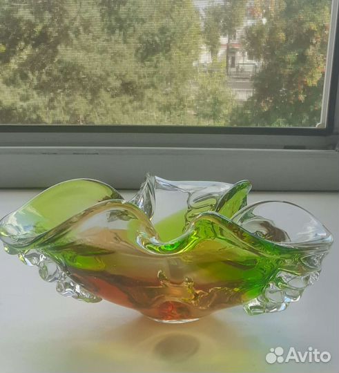 Ваза конфетница цветное стекло