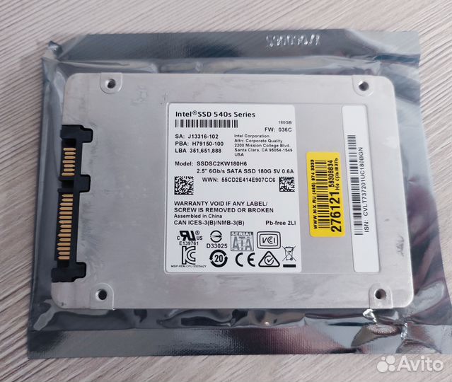 Жесткий диск ssd 180 Gb Intel новый