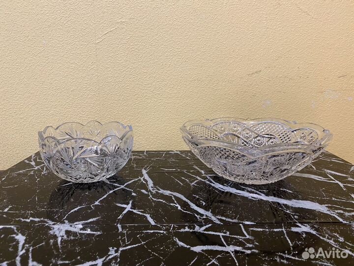 Хрустальные вазы, салатницы, ведерко для льда