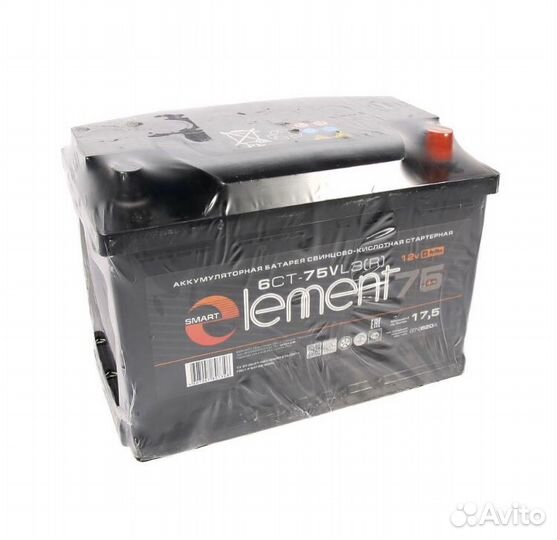 Аккумулятор Smart element 6ст-75а/ч о.п