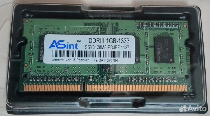Sodimm ddr3 1Gb-1333 pc3-10600 для ноутбука