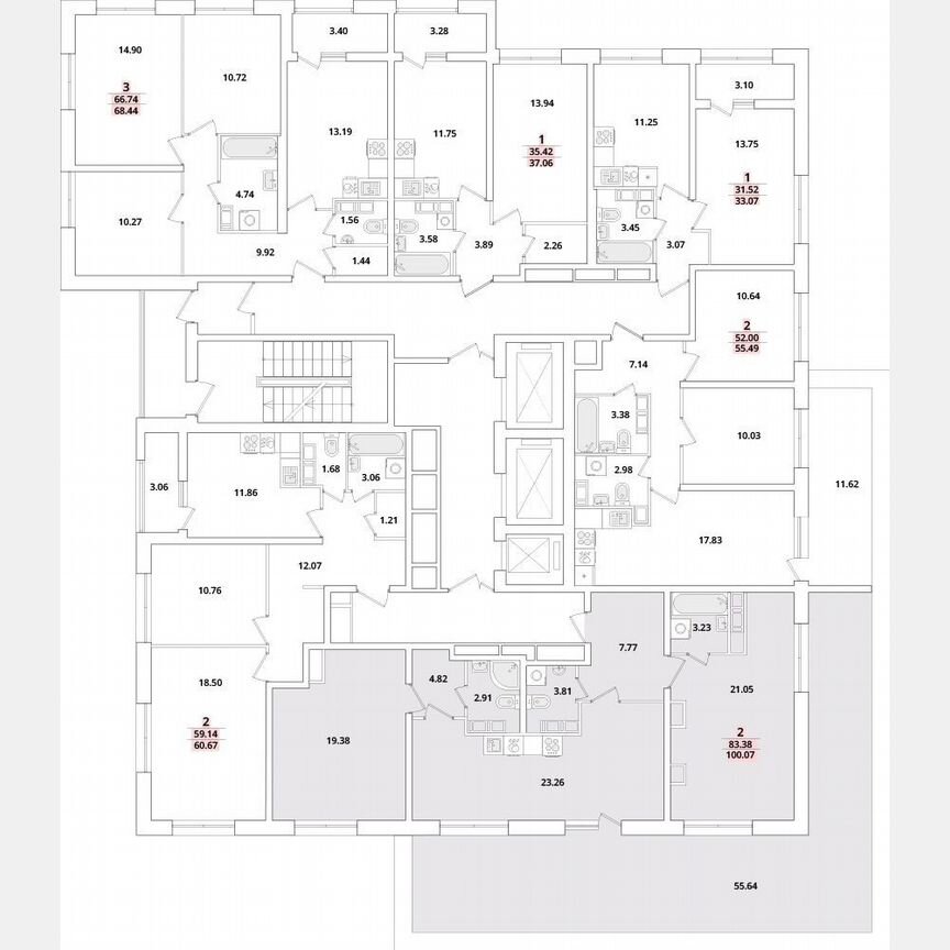 2-к. квартира, 100,1 м², 16/22 эт.