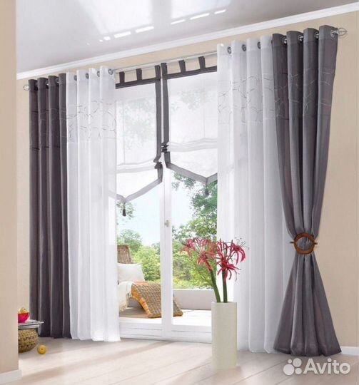 Шторы на люверсах канвас