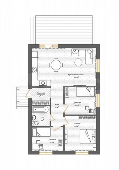 Дом 70 м² на участке 9,5 сот.