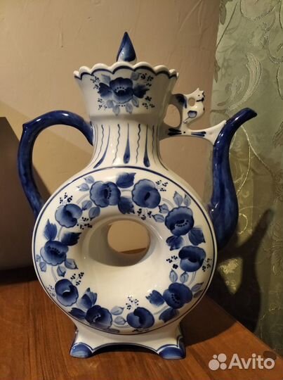 Гжель, чайник большой заварочный