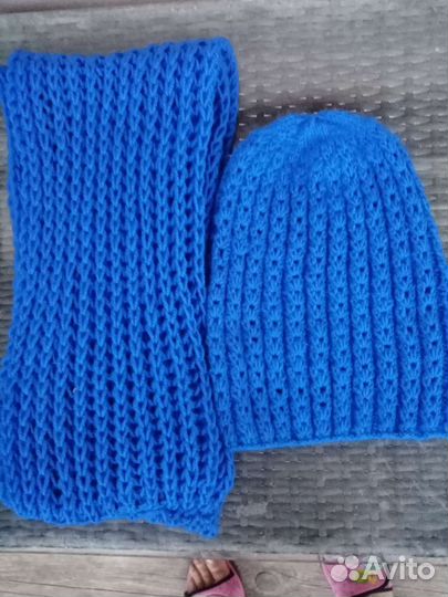 Комплект вязаный снуд и шапка-бини