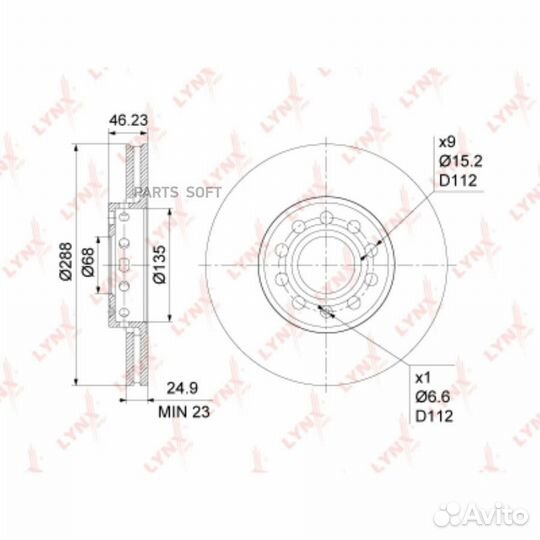 Lynxauto BN1206 Диск тормозной перед