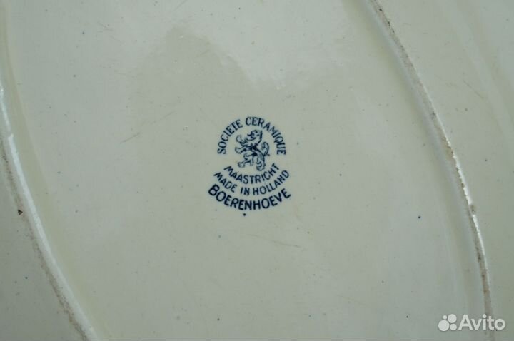 Антикварное старинное блюдо «Голландская ферма»