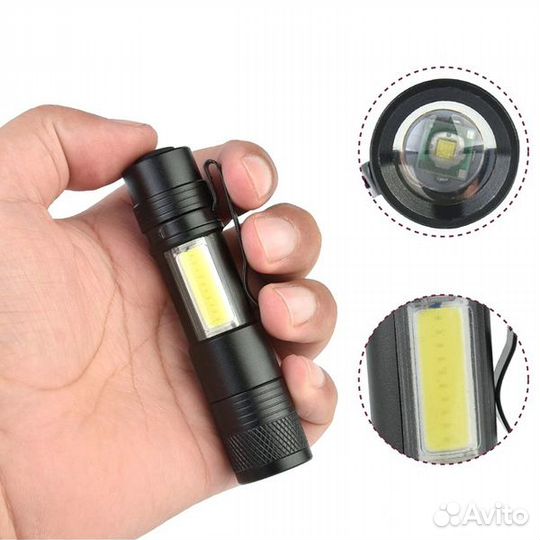 Фонарь ручной (2*LED + COB) 1аа (LR09)