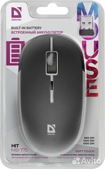 Defender мышь беспроводная HIT MB-775 4кн. аккумул
