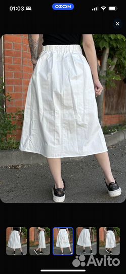 Юбка белая миди