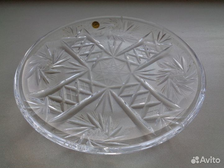 Тарелка декоративная, хрусталь, ручная работа