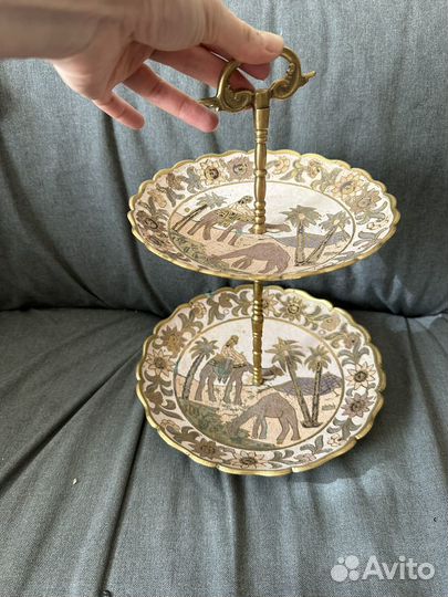 Ваза для фруктов Этажерка латунь