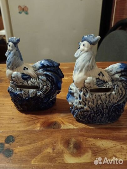 Петушок копилка гжель