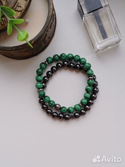 Браслет малахит натуральный