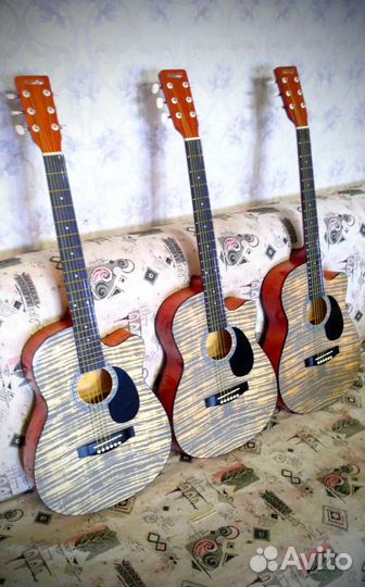 Гитара акустическая, корпус фолк (новая) комплект