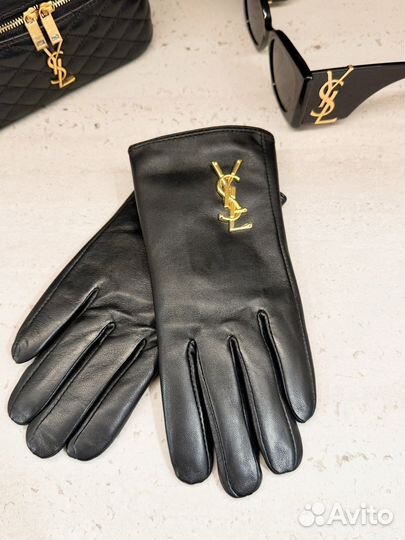 Перчатки кожаные saint laurent женские