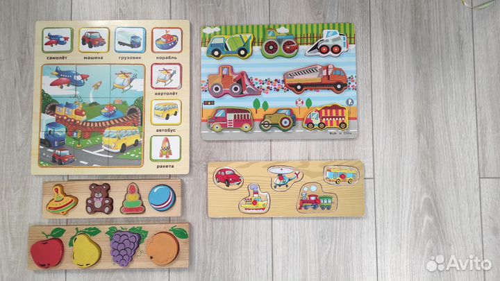 Деревянные пазлы вкладыши пакетом