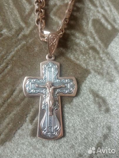 Цепь золотая мужская бисмарк с крестом