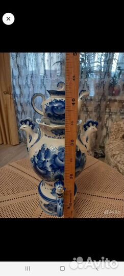 Гжельский фарфор самовар