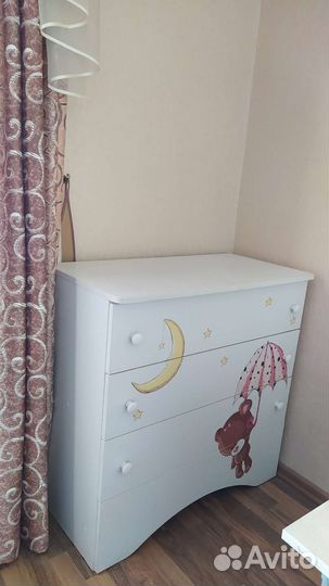 Кровать с матрасом+ комод для девочки