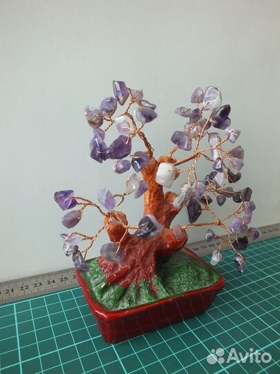 Дерево счастья из камня Нефрит Аметист Микс