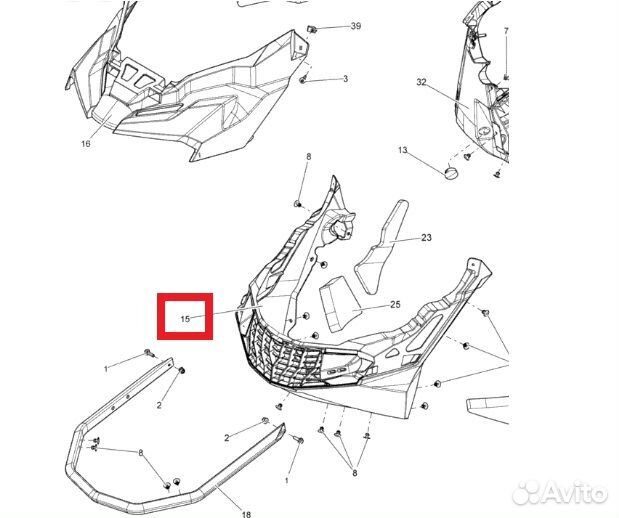 502007172 Передняя Панель Нижняя Черная Для Ski Doo