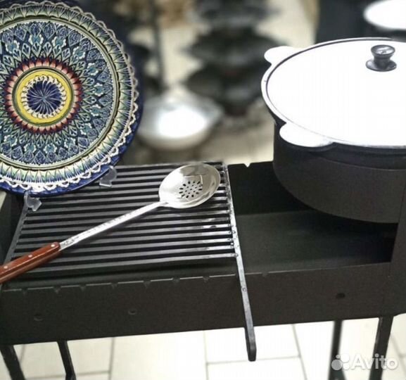 Мангал с печкой под казан разборные ножки