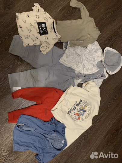 Вещи пакетом на мальчика 74-86-92 + тапочки