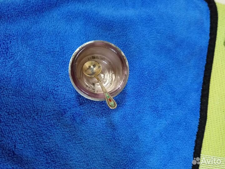 Солонка мельхиор СССР и ложечка для соли серебро